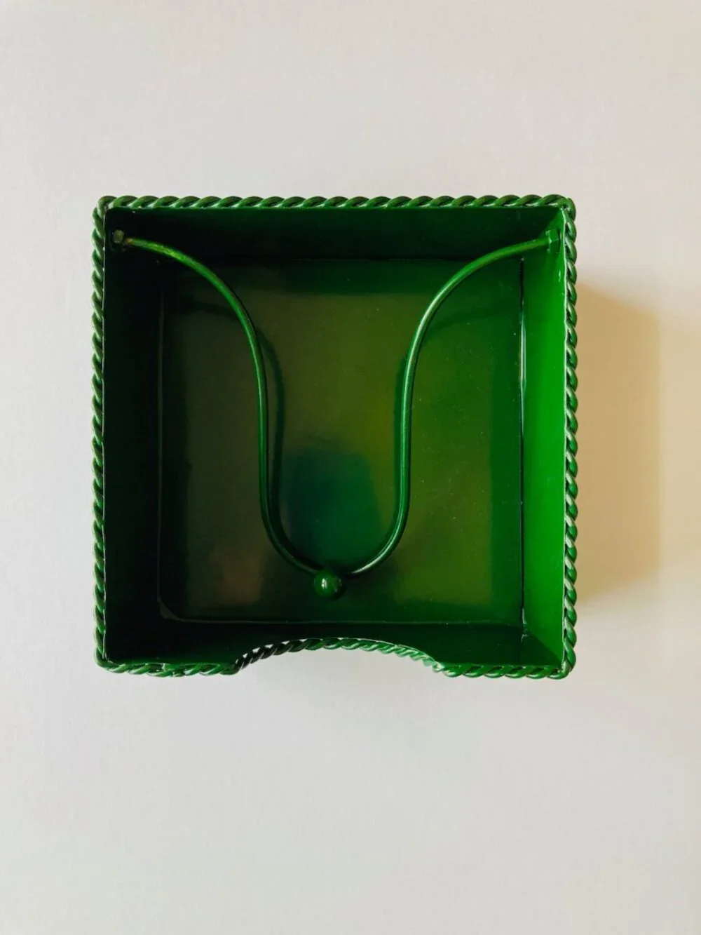 NWT Michel Design Works Cocktail Napkin Holder Green Metal with Keeper 5.5